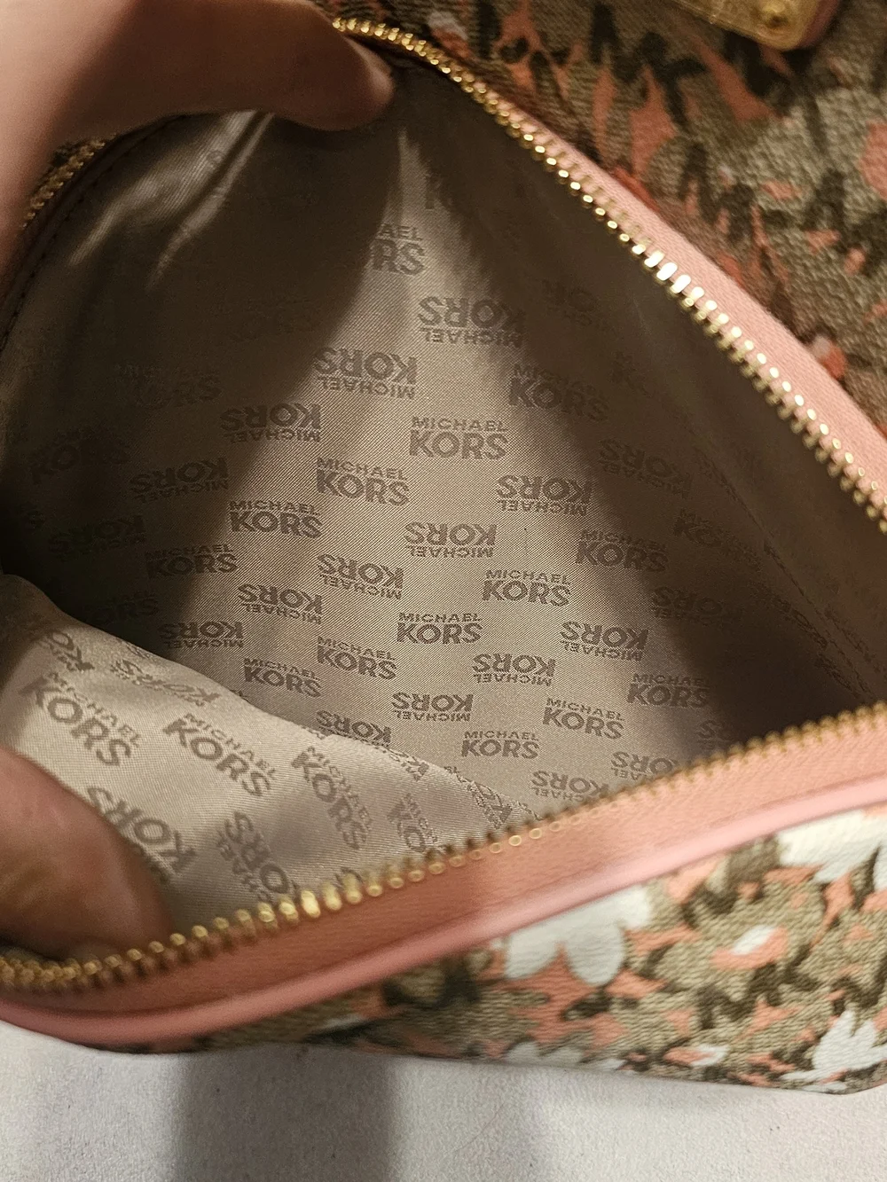 Michael Kors Pink Trim Floral Logo Mini Backpack
